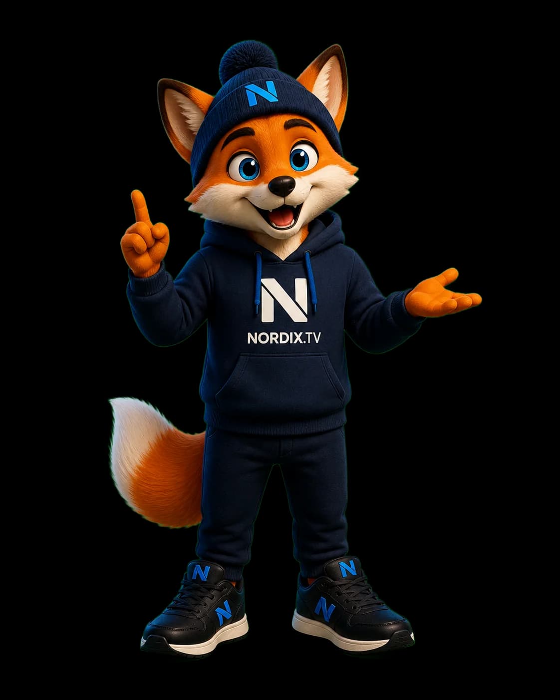 Nordix fox mascot demonstrating 3-step IPTV setup process